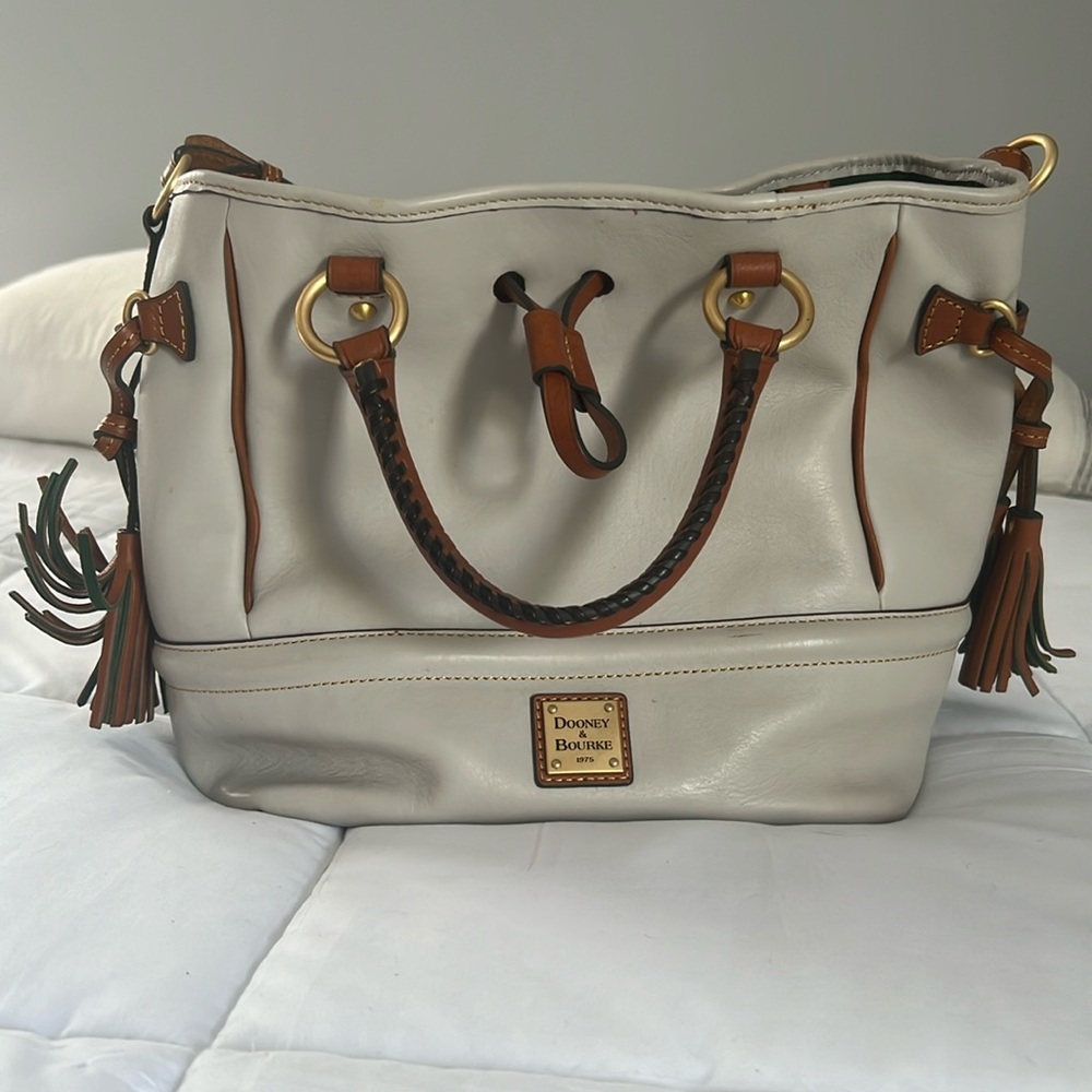 Dooney and Bourke Light Taupe and Brown Satchel
